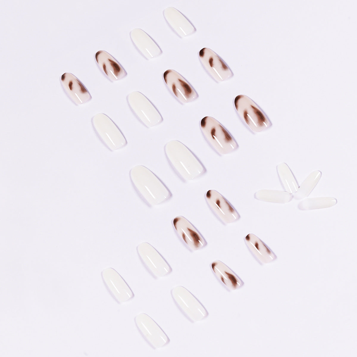 Nude Transparent Jade Leopard Print Wear, Salon finish long-lasting Press on nails